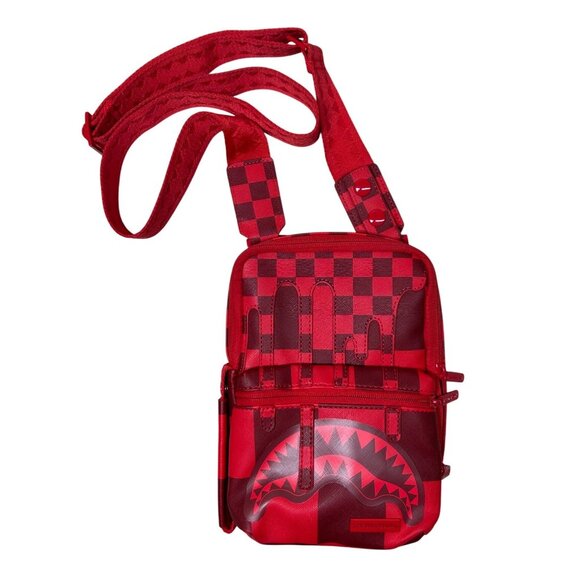 Sprayground XTC SHARKS IN WONDERLAND SLING Red Crossbody Bag - Picture 1 of 4